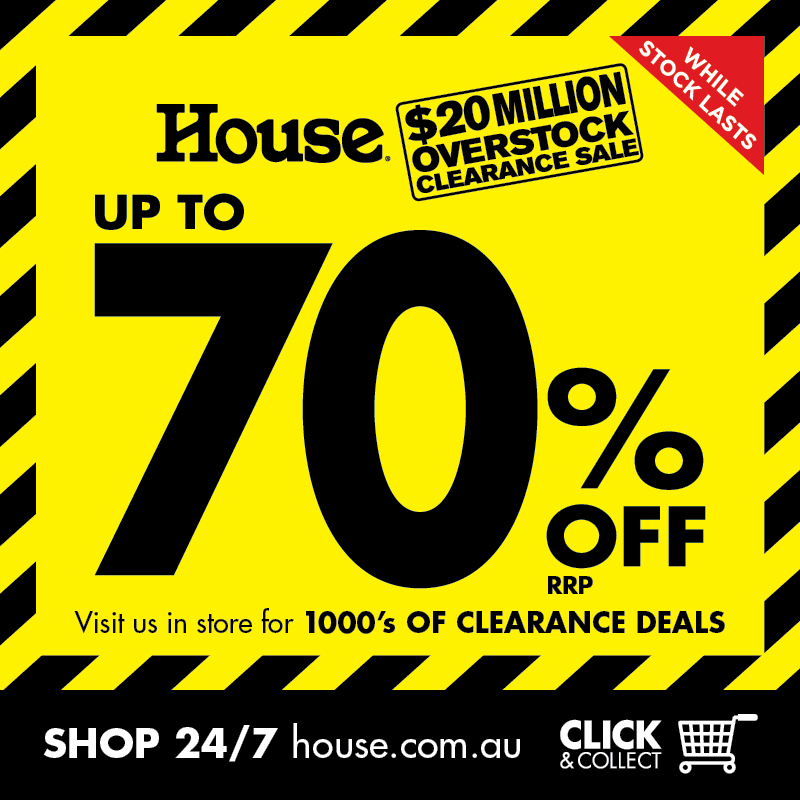 House Up To 70 Off RRP 20 MILLION OVERSTOCK CLEARANCE SALE Cat   House January Clearance Facebook 800x800[1] 